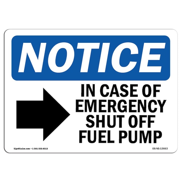 Sign, 3.5" H, In Case Of Emergency Shut Off Sign, Landscape, NS-D-35-L-13663-10PK